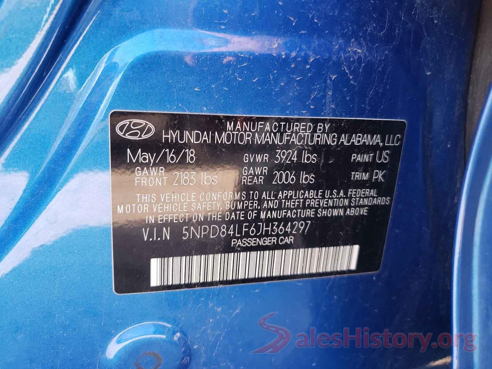 5NPD84LF6JH364297 2018 HYUNDAI ELANTRA