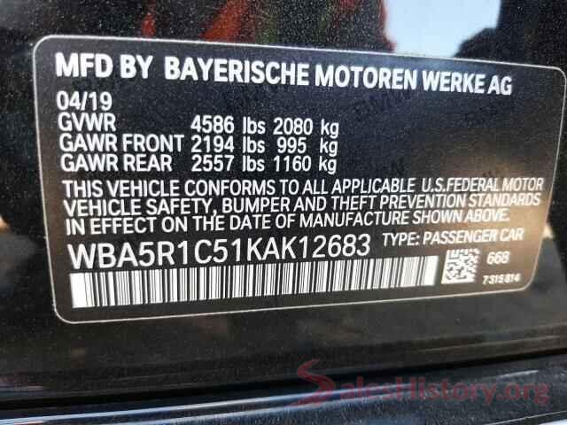 WBA5R1C51KAK12683 2019 BMW 3 SERIES