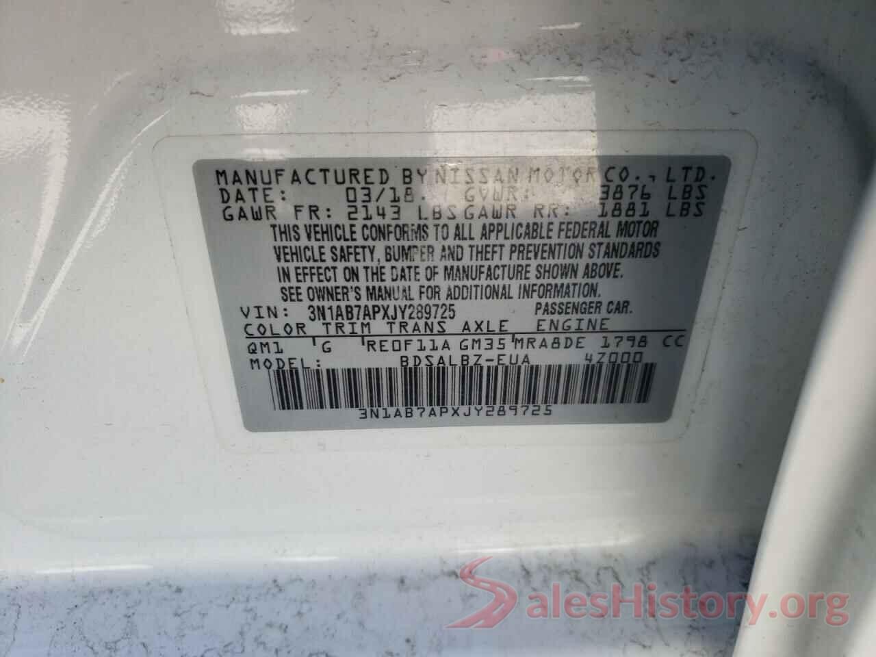 3N1AB7APXJY289725 2018 NISSAN SENTRA