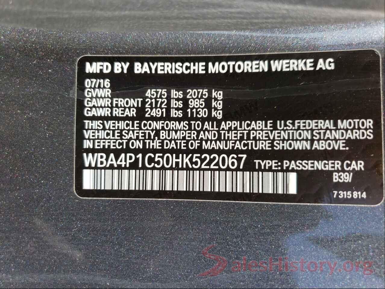 WBA4P1C50HK522067 2017 BMW 4 SERIES