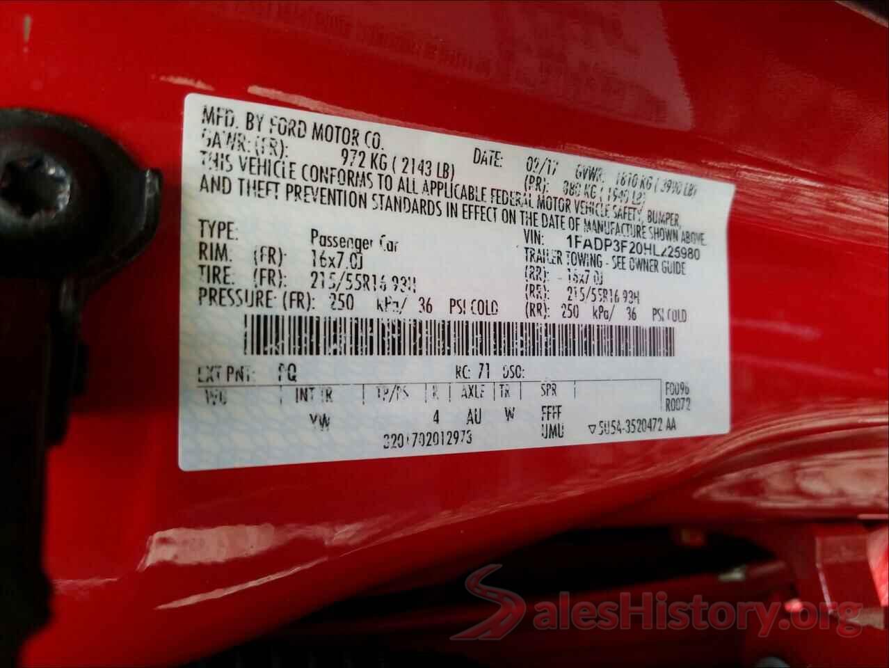 1FADP3F20HL225980 2017 FORD FOCUS