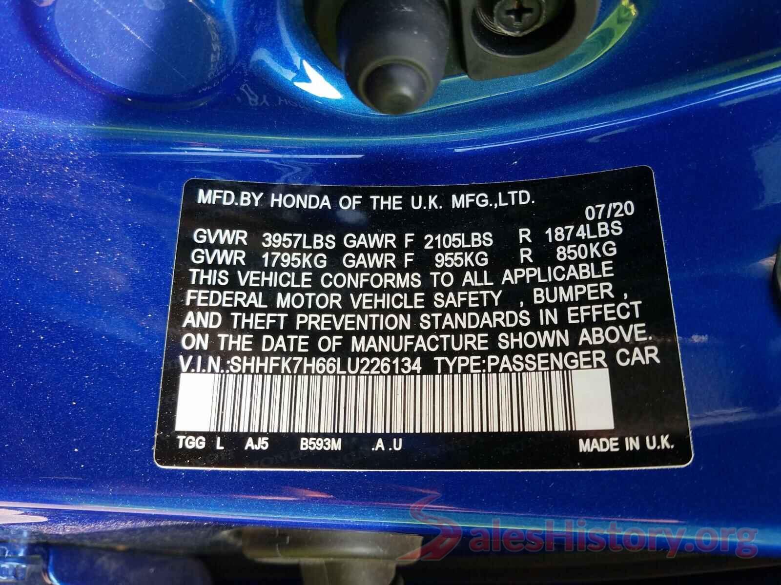 SHHFK7H66LU226134 2020 HONDA CIVIC