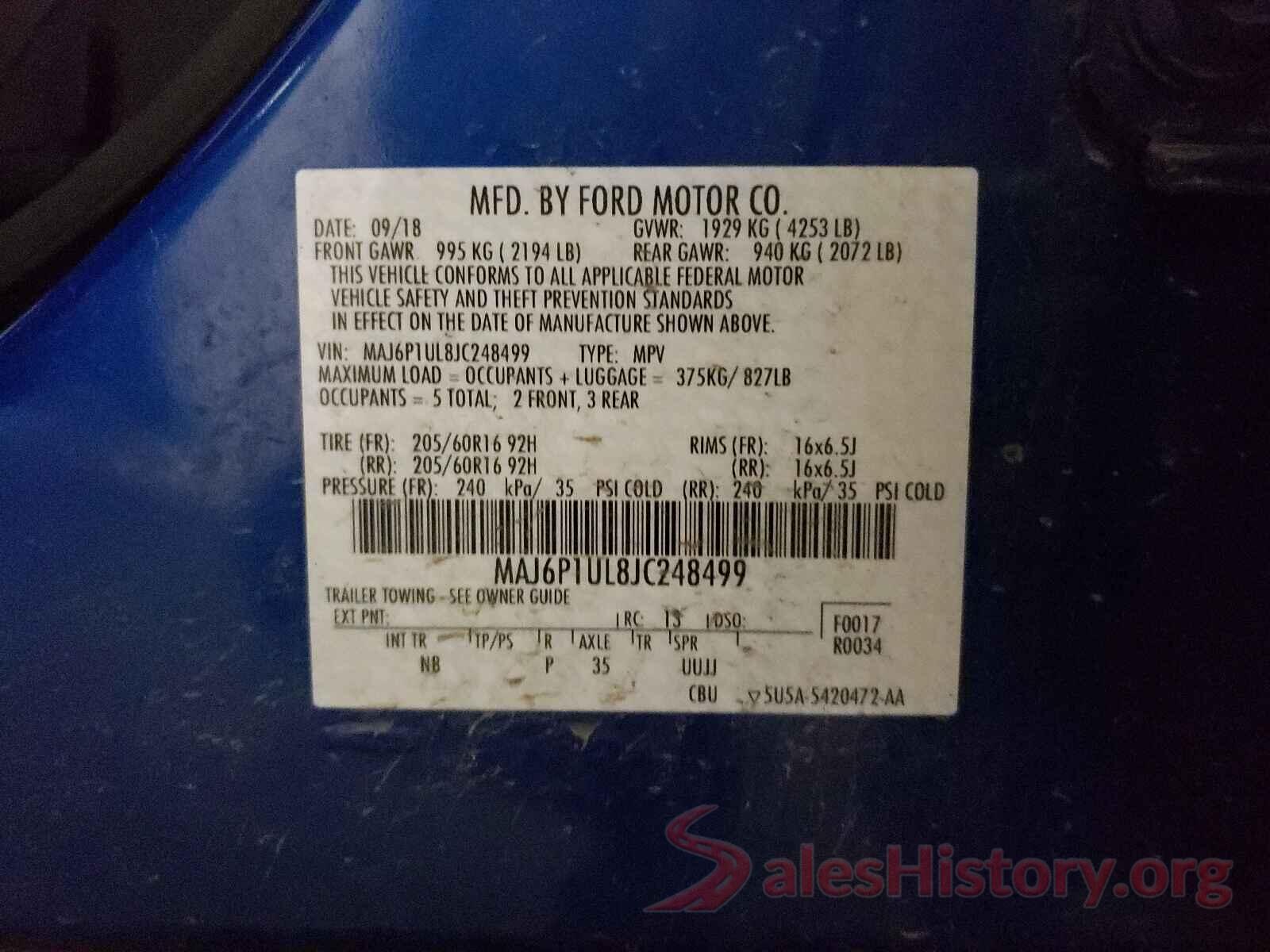 MAJ6P1UL8JC248499 2018 FORD ALL OTHER