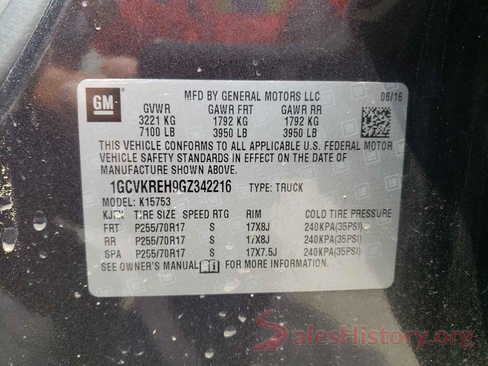 1GCVKREH9GZ342216 2016 CHEVROLET SILVERADO