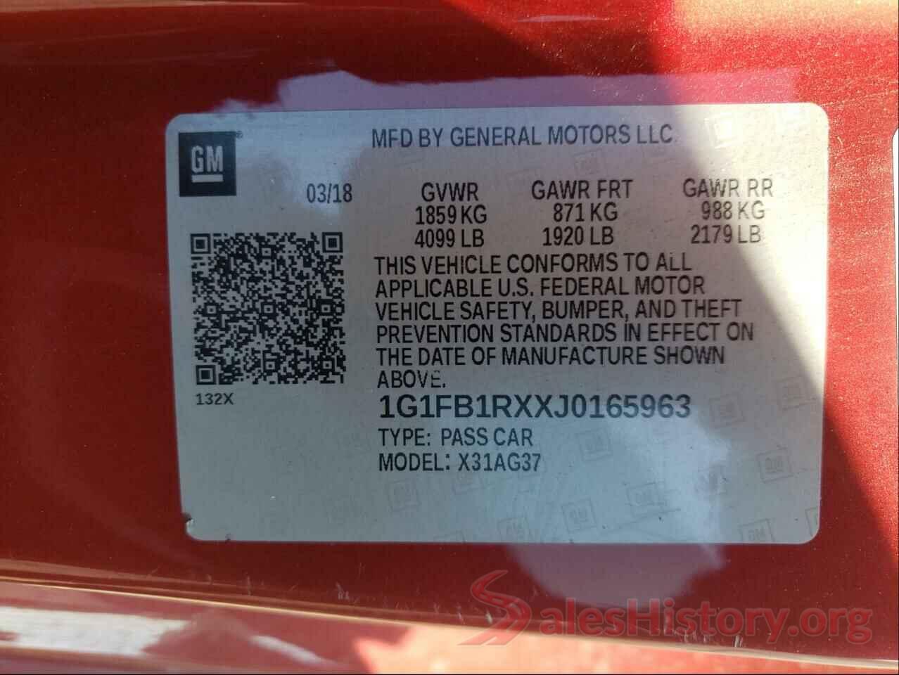 1G1FB1RXXJ0165963 2018 CHEVROLET CAMARO