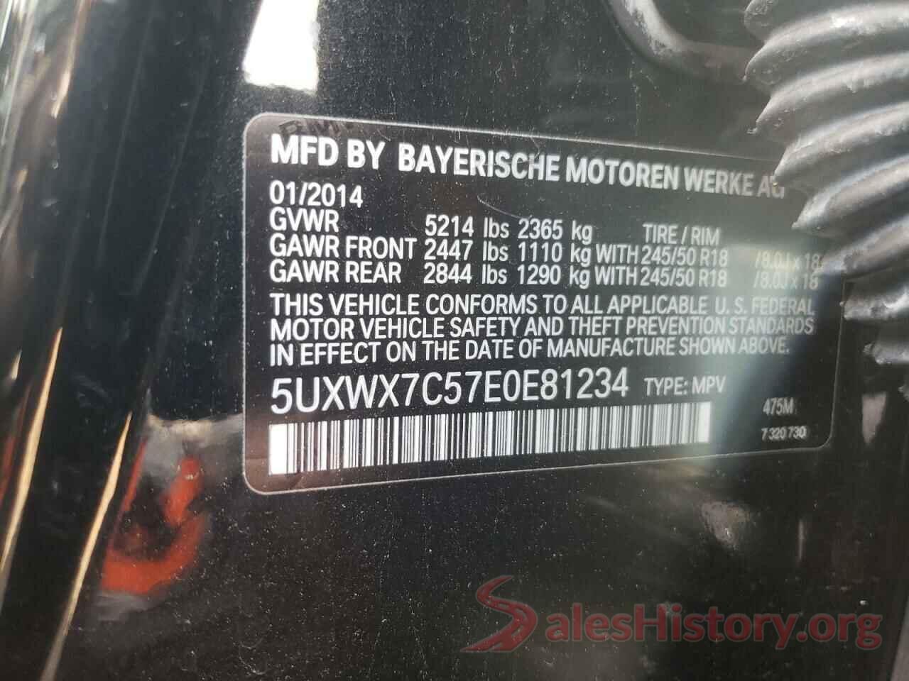 5UXWX7C57E0E81234 2014 BMW X3