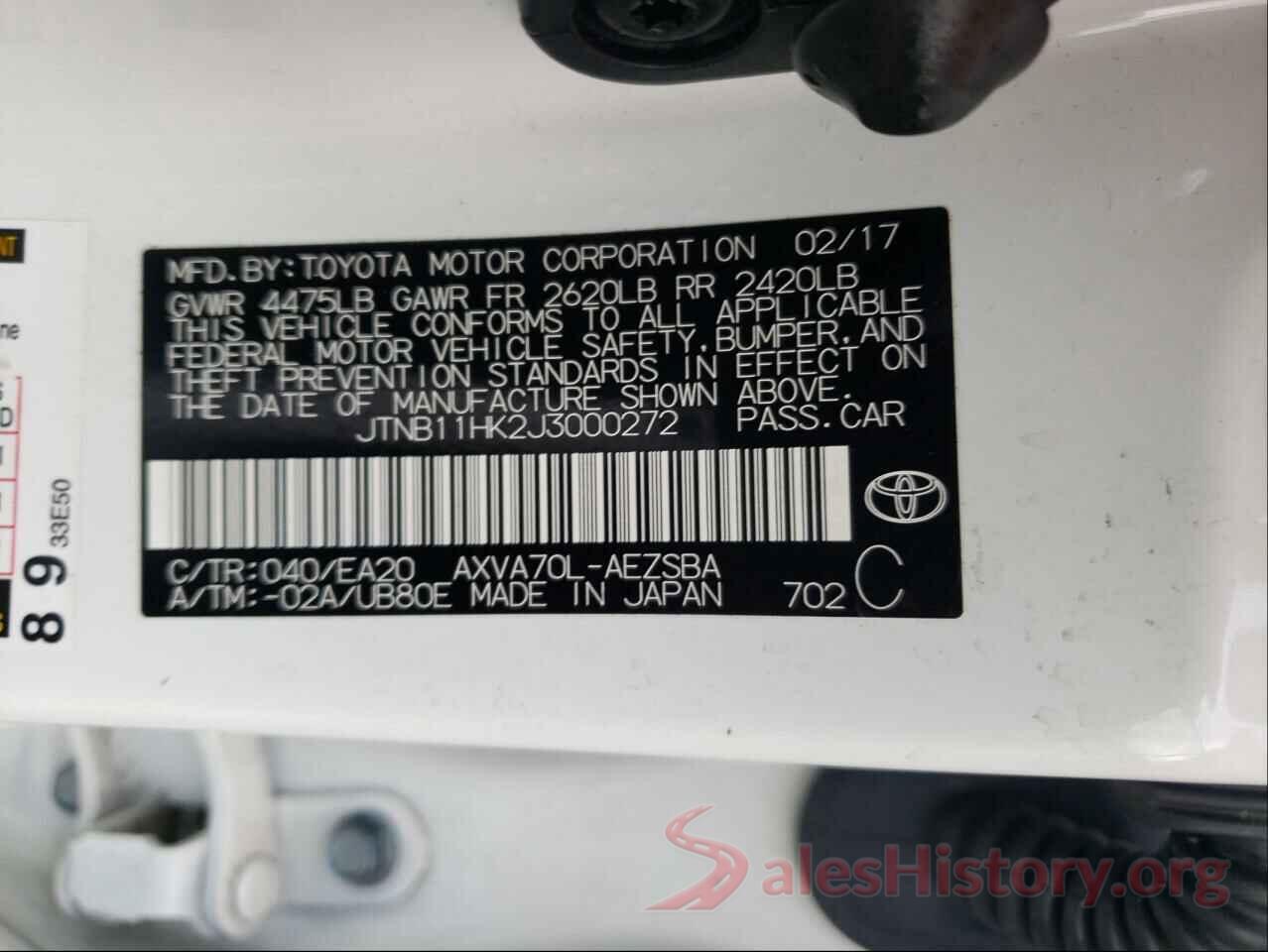 JTNB11HK2J3000272 2018 TOYOTA CAMRY