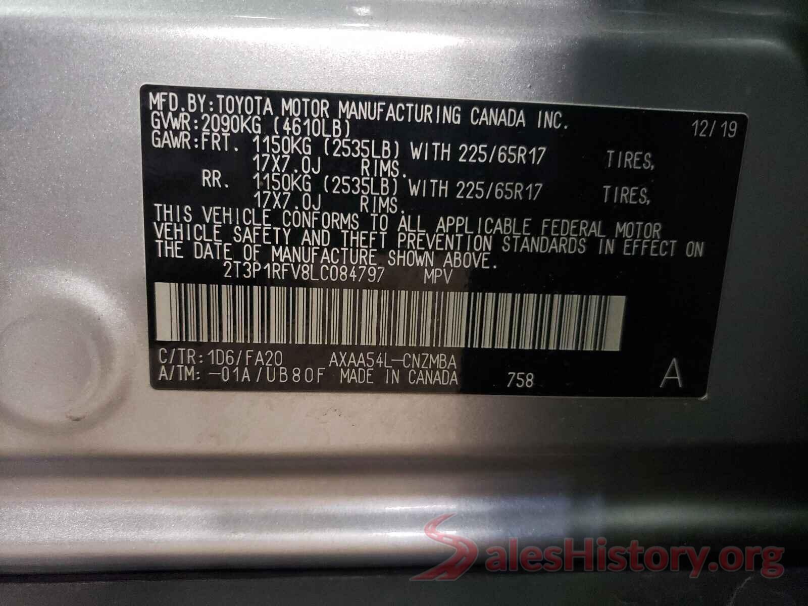 2T3P1RFV8LC084797 2020 TOYOTA RAV4