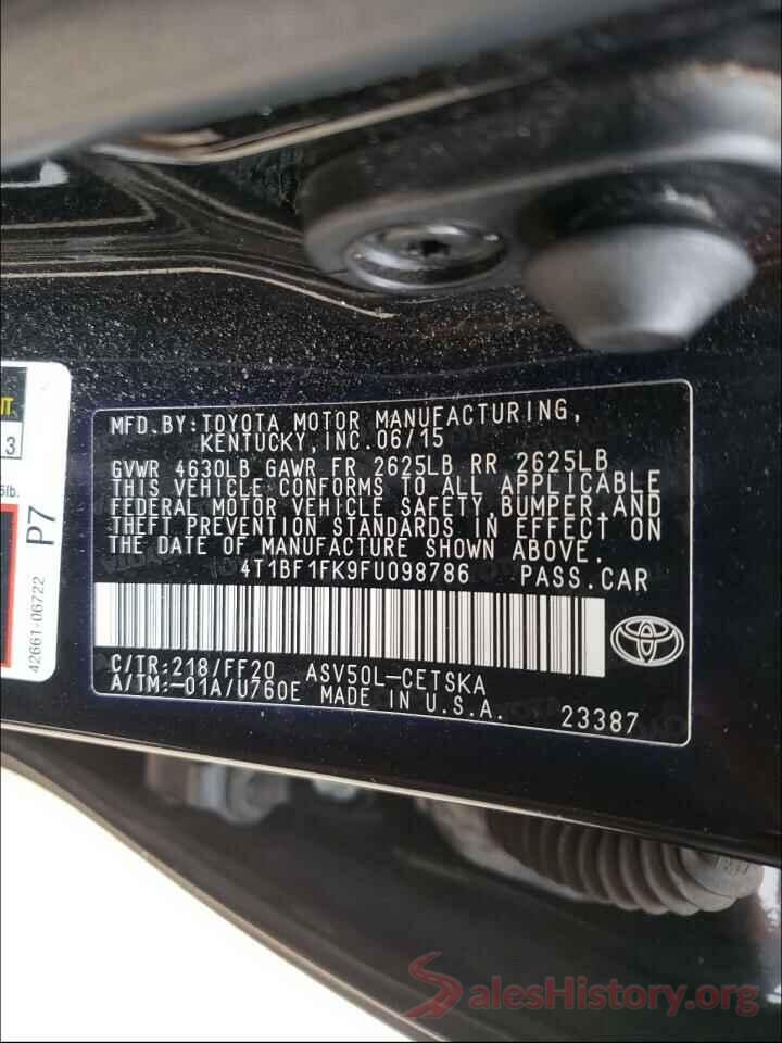 4T1BF1FK9FU098786 2015 TOYOTA CAMRY