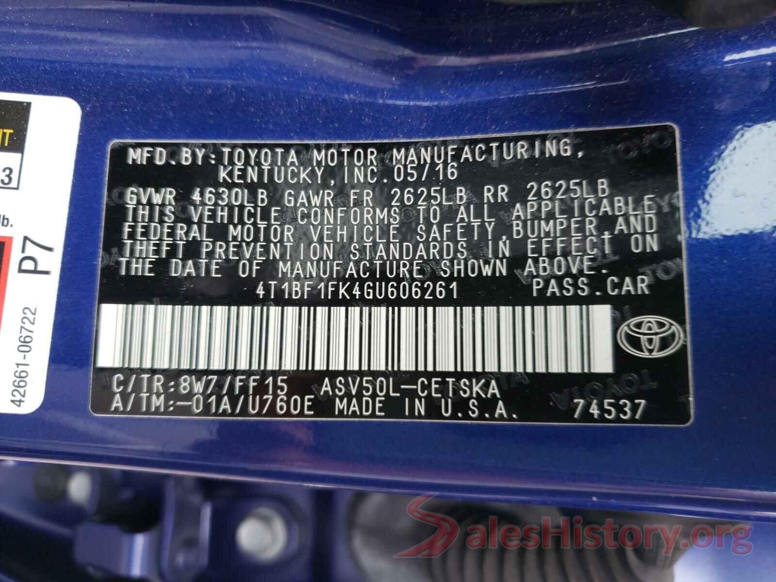 4T1BF1FK4GU606261 2016 TOYOTA CAMRY