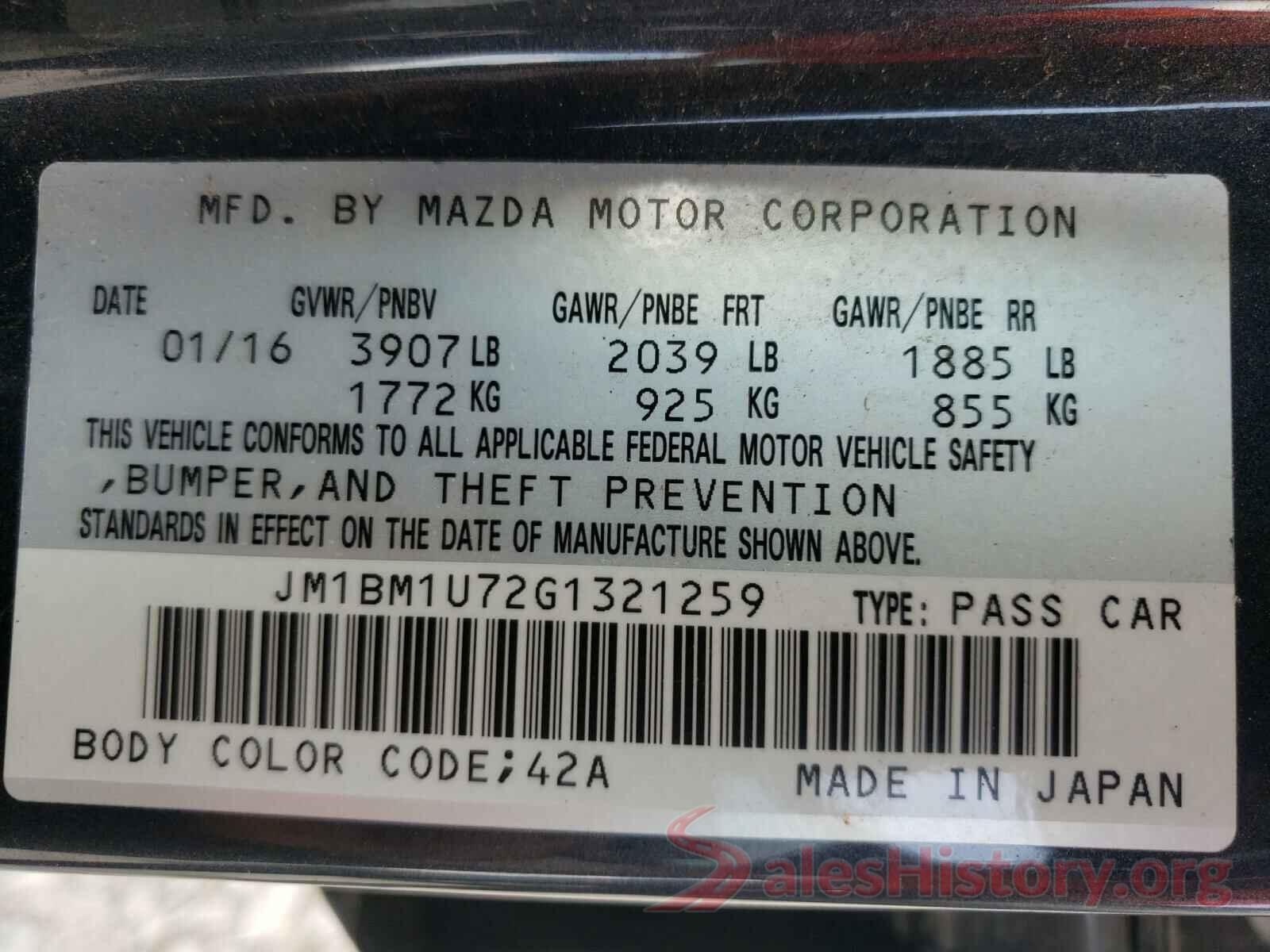 JM1BM1U72G1321259 2016 MAZDA 3