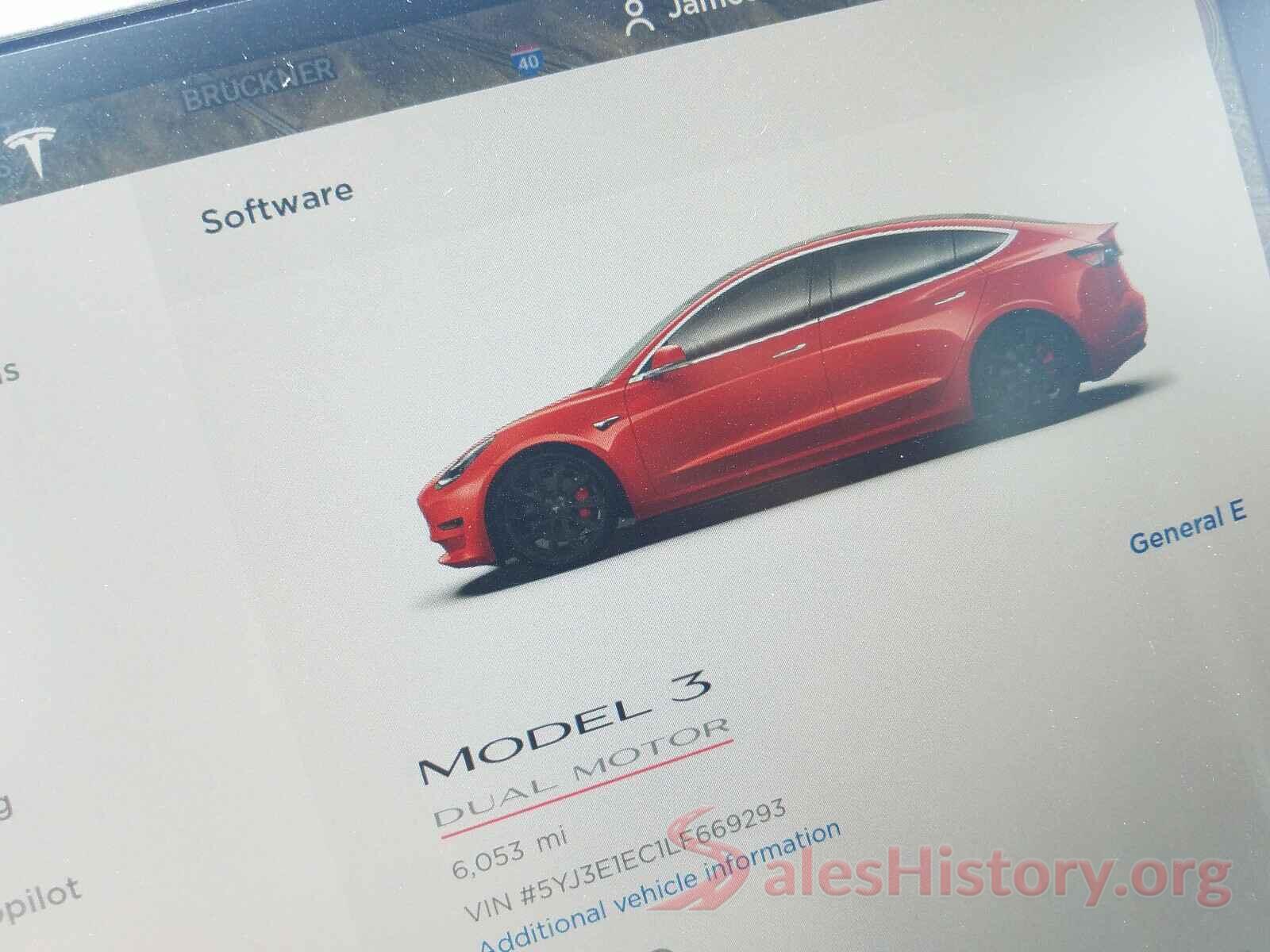 5YJ3E1EC1LF669293 2020 TESLA MODEL 3