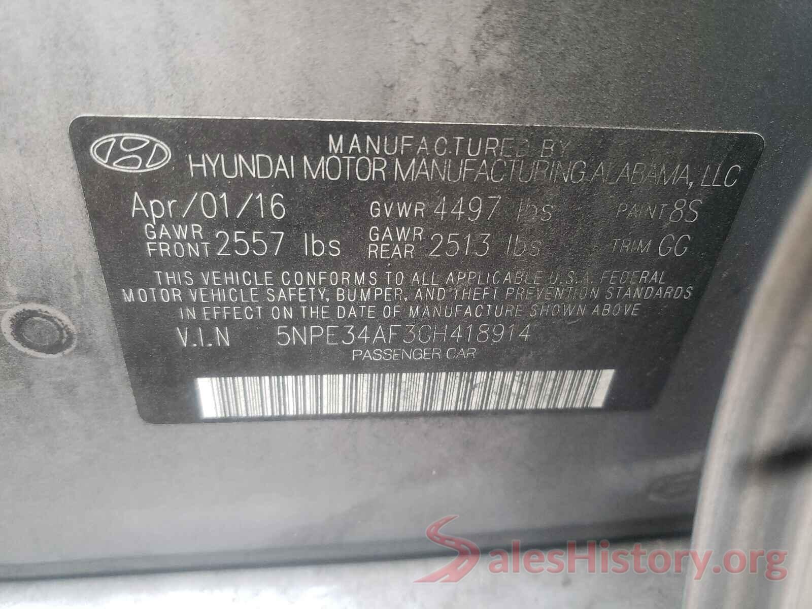 5NPE34AF3GH418914 2016 HYUNDAI SONATA