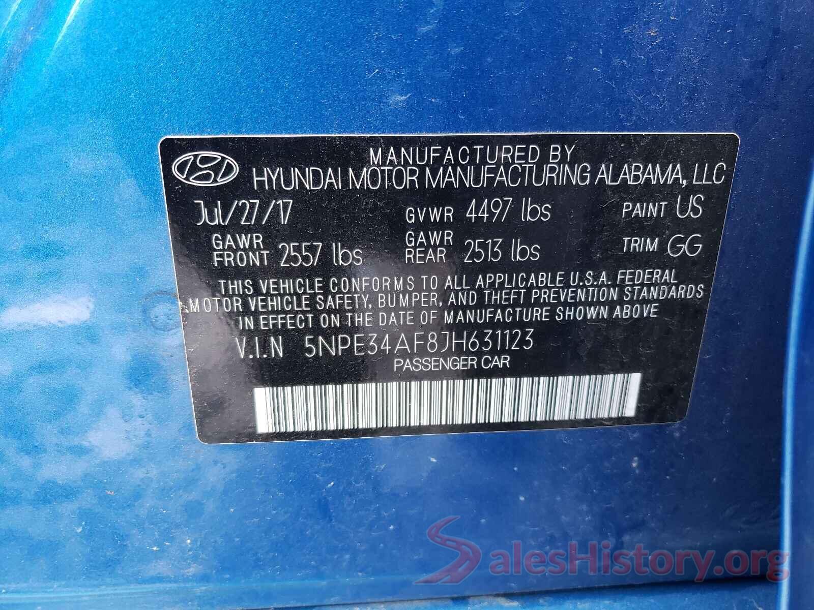 5NPE34AF8JH631123 2018 HYUNDAI SONATA