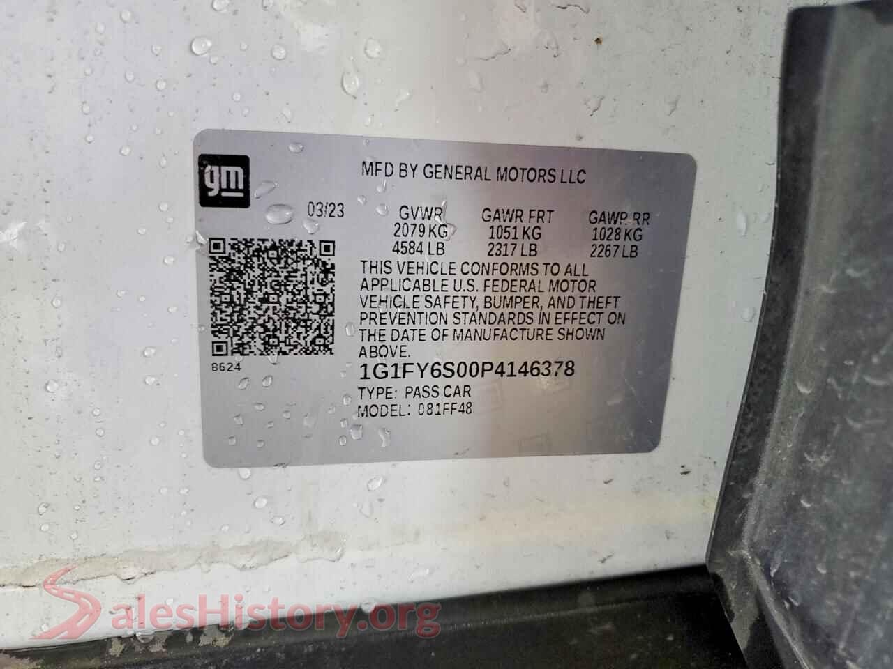 2023 CHEVROLET BOLT VIN 1G1FY6S00P4146378, trunk area