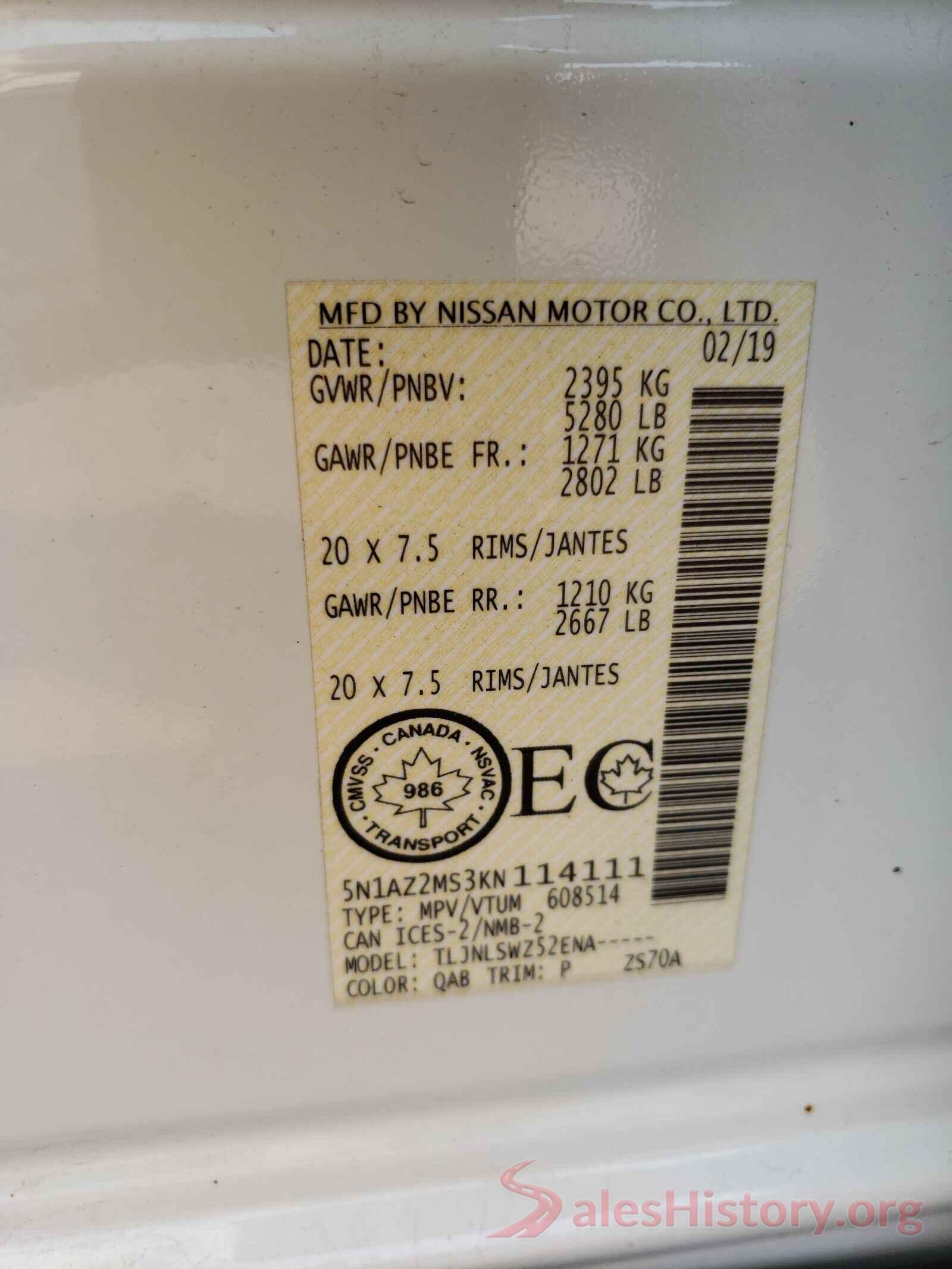 5N1AZ2MS3KN114111 2019 NISSAN MURANO