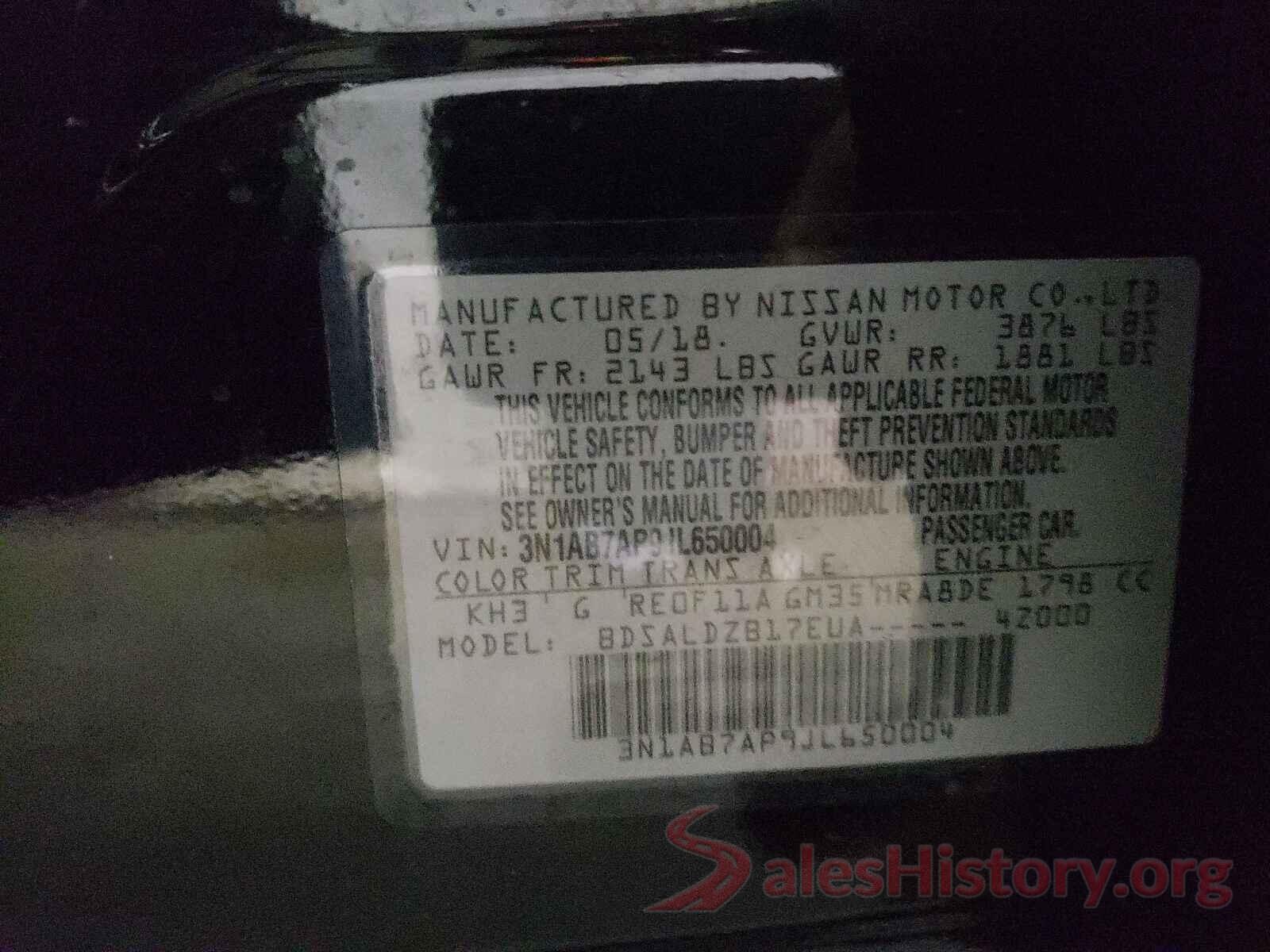 3N1AB7AP9JL650004 2018 NISSAN SENTRA