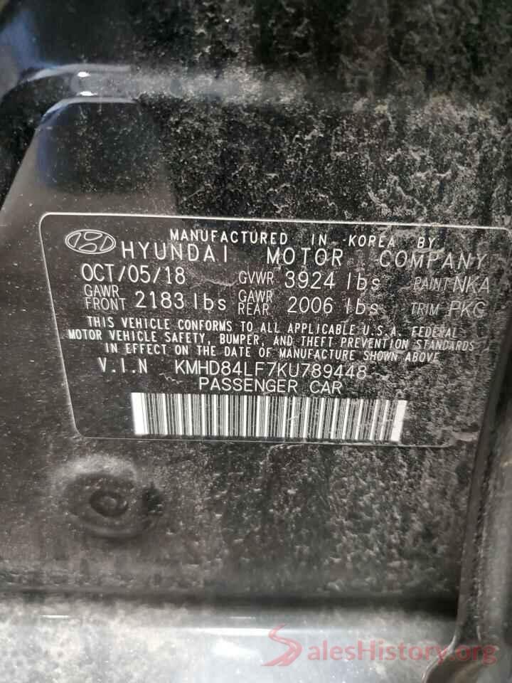 KMHD84LF7KU789448 2019 HYUNDAI ELANTRA