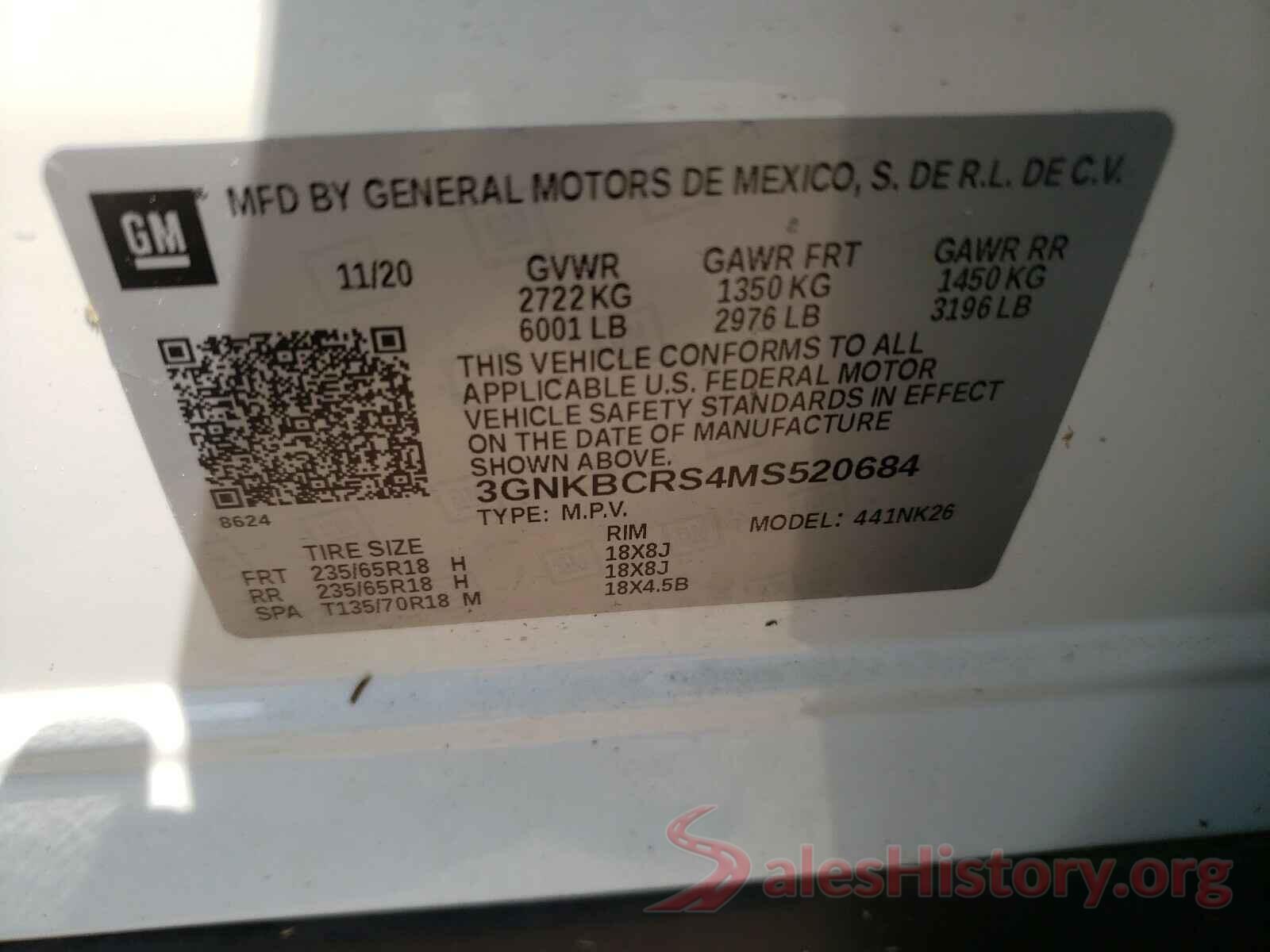 3GNKBCRS4MS520684 2021 CHEVROLET BLAZER