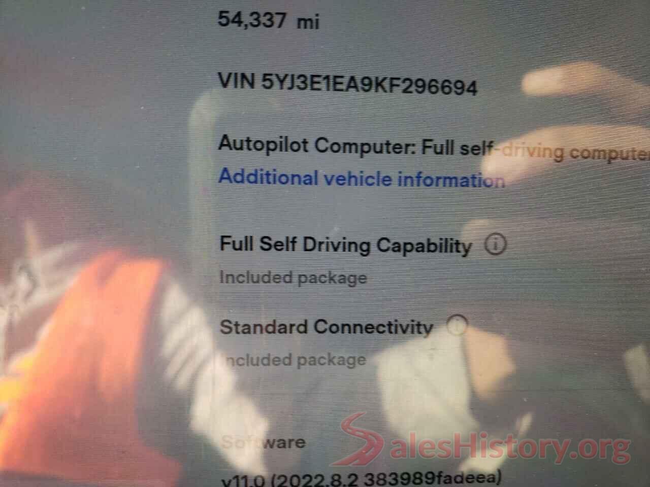 5YJ3E1EA9KF296694 2019 TESLA MODEL 3