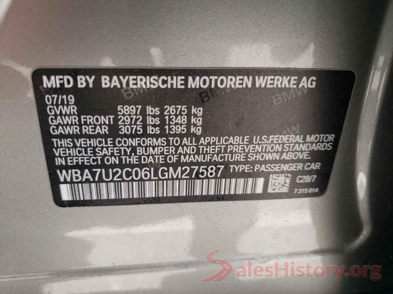 WBA7U2C06LGM27587 2020 BMW 7 SERIES