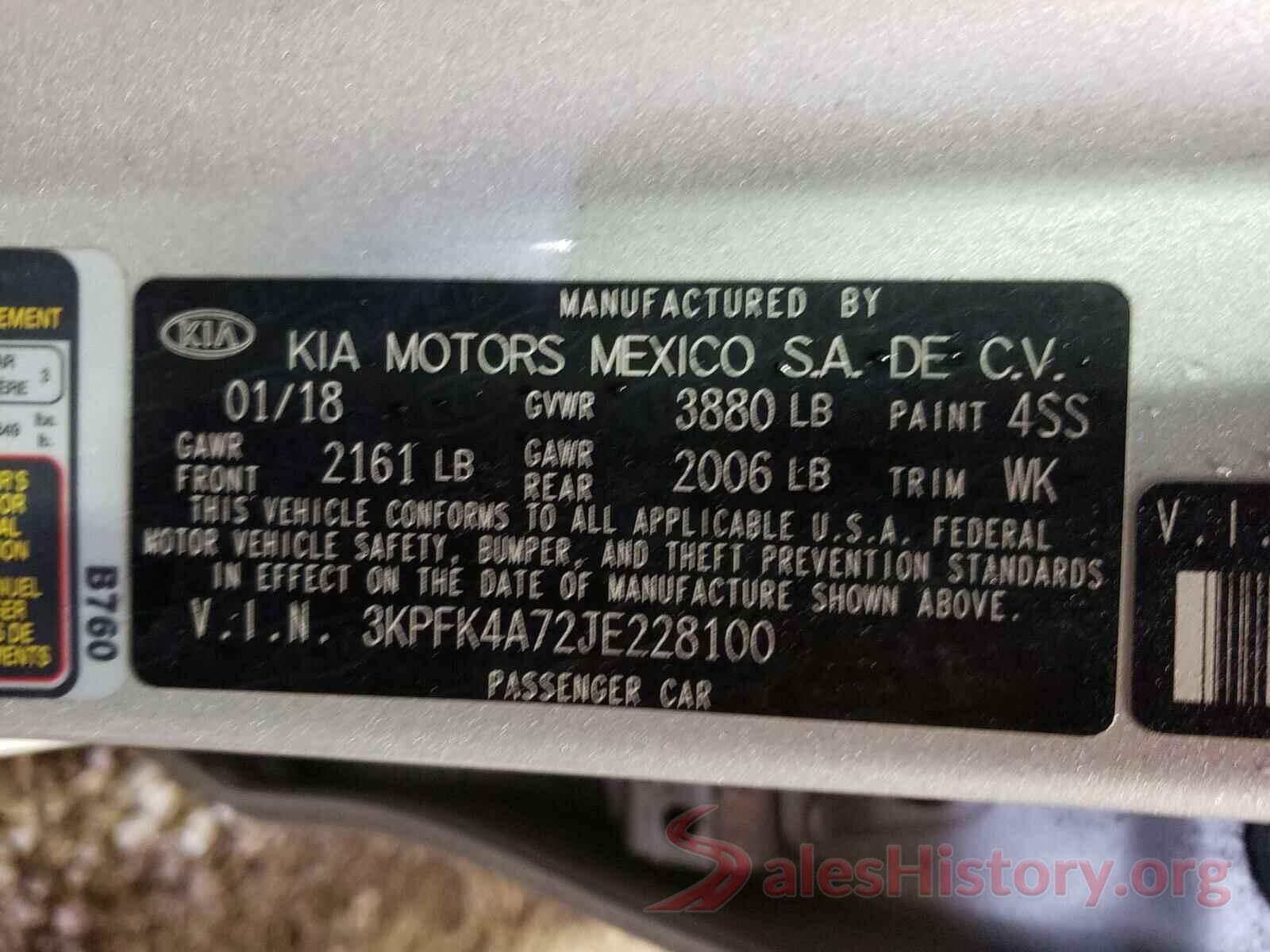 3KPFK4A72JE228100 2018 KIA FORTE