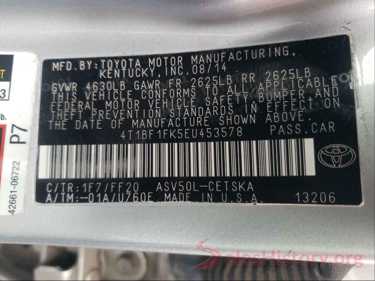 4T1BF1FK5EU453578 2014 TOYOTA CAMRY