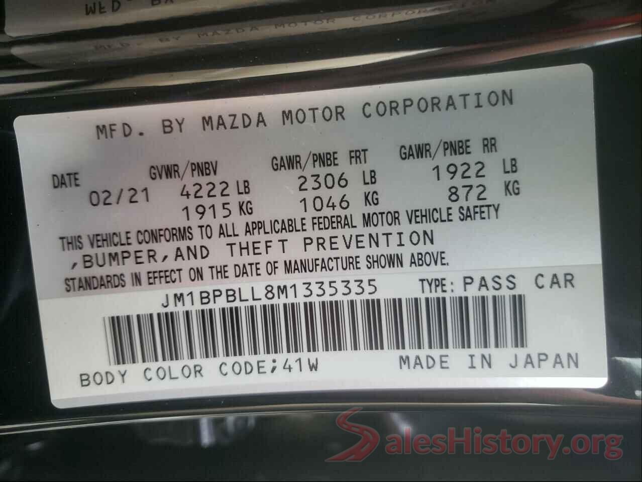 JM1BPBLL8M1335335 2021 MAZDA 3