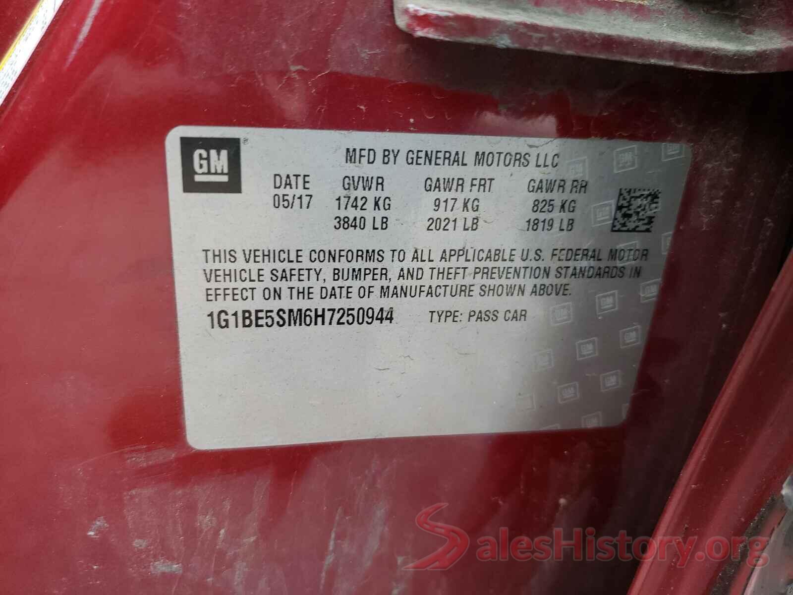 1G1BE5SM6H7250944 2017 CHEVROLET CRUZE