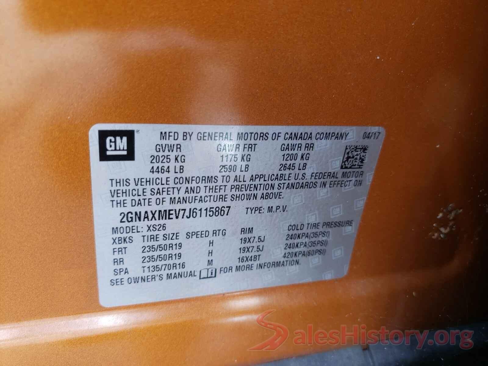 2GNAXMEV7J6115867 2018 CHEVROLET EQUINOX