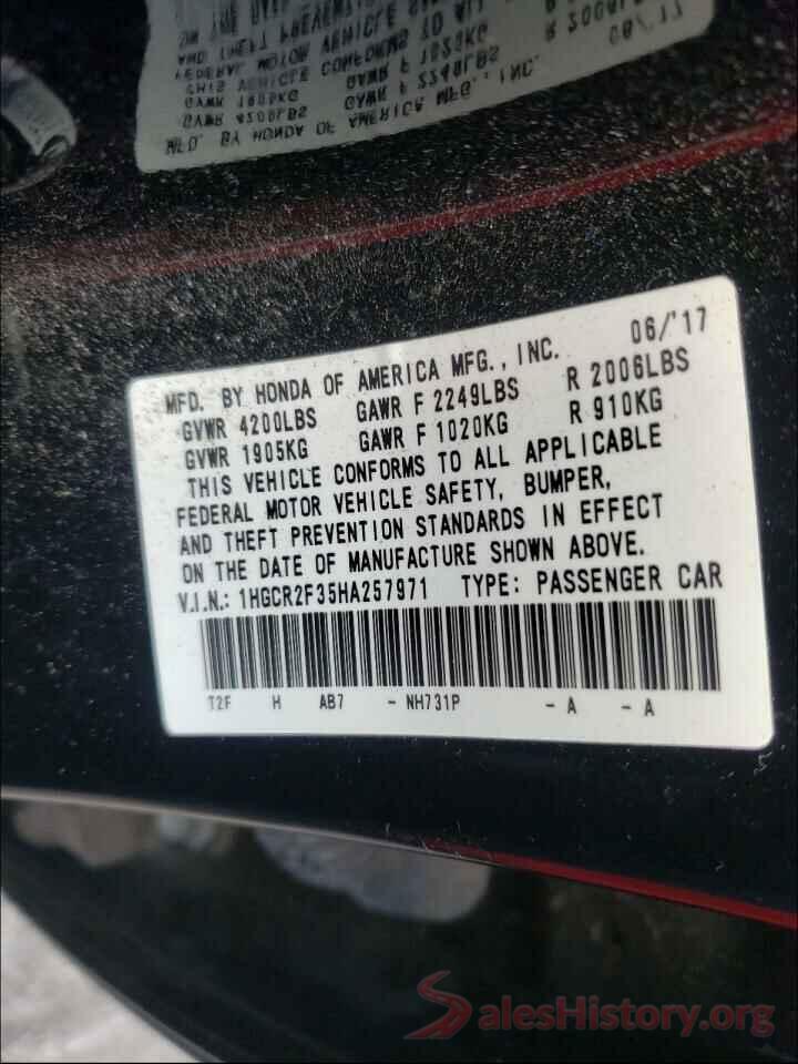 1HGCR2F35HA257971 2017 HONDA ACCORD