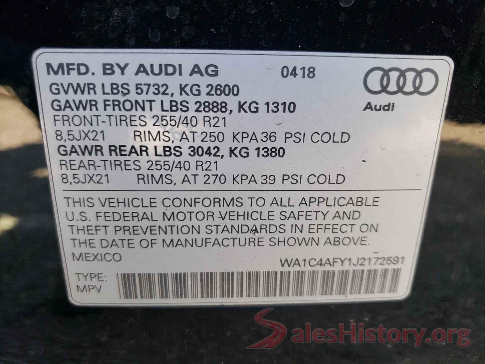 WA1C4AFY1J2172591 2018 AUDI SQ5