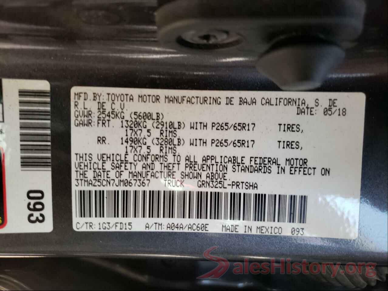 3TMAZ5CN7JM067367 2018 TOYOTA TACOMA