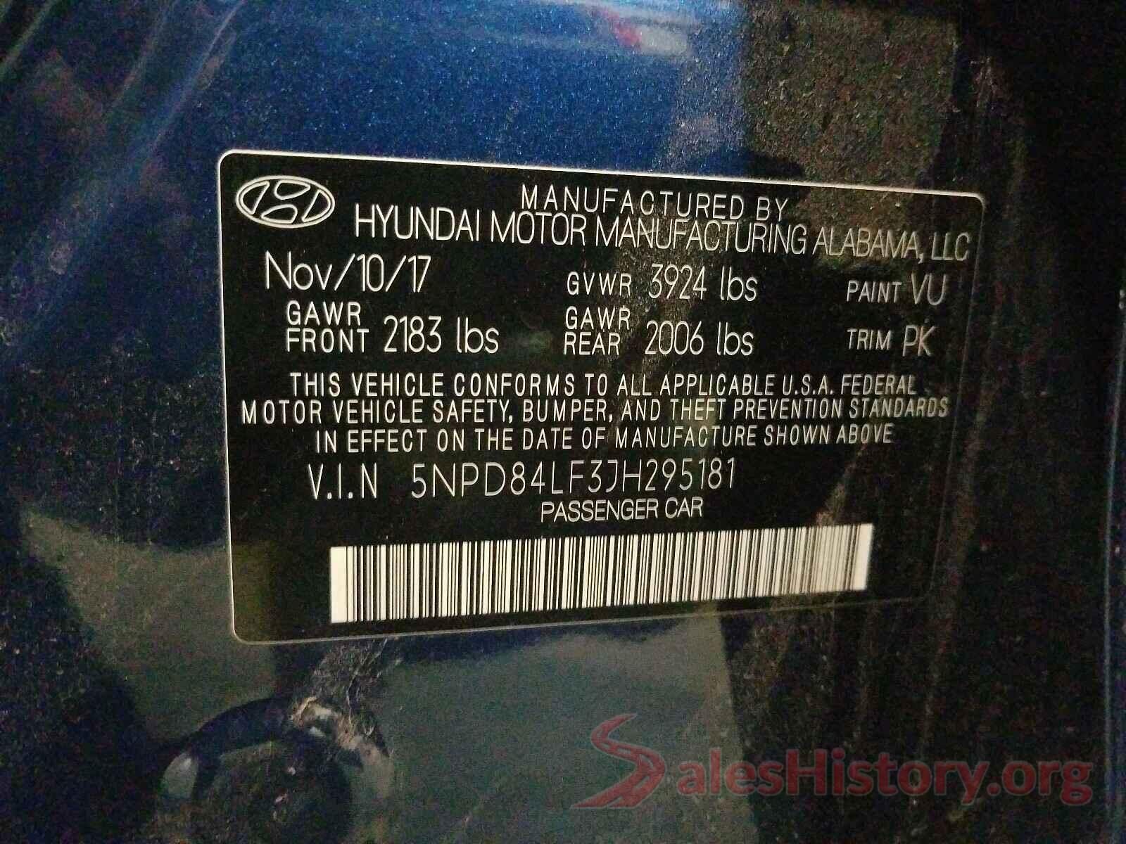 5NPD84LF3JH295181 2018 HYUNDAI ELANTRA