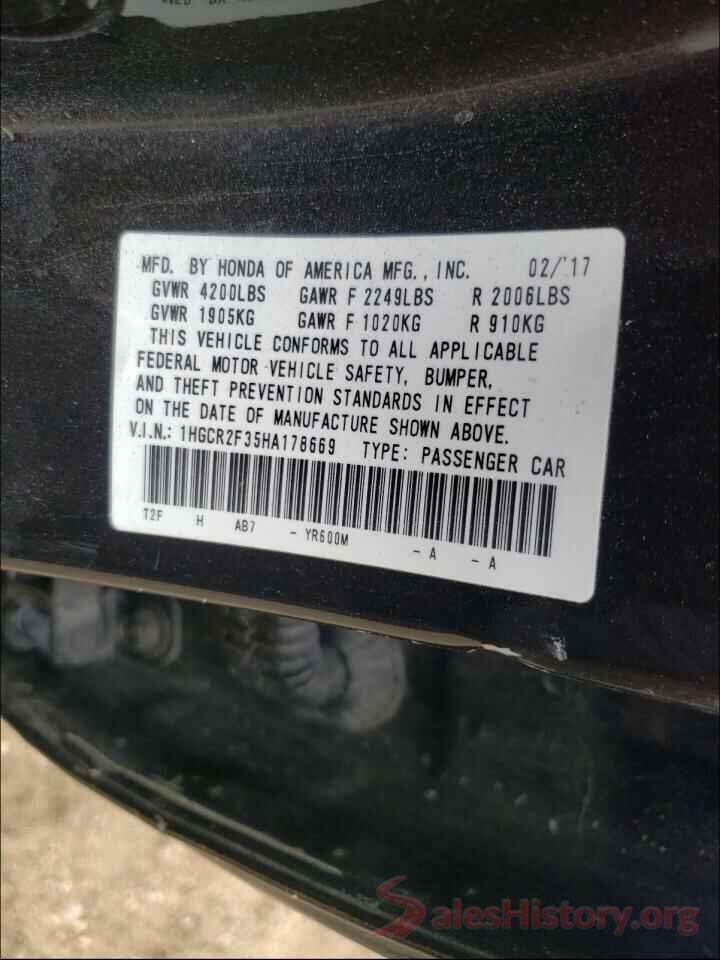 1HGCR2F35HA178669 2017 HONDA ACCORD