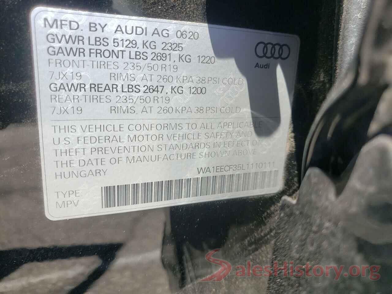 WA1EECF35L1110111 2020 AUDI Q3