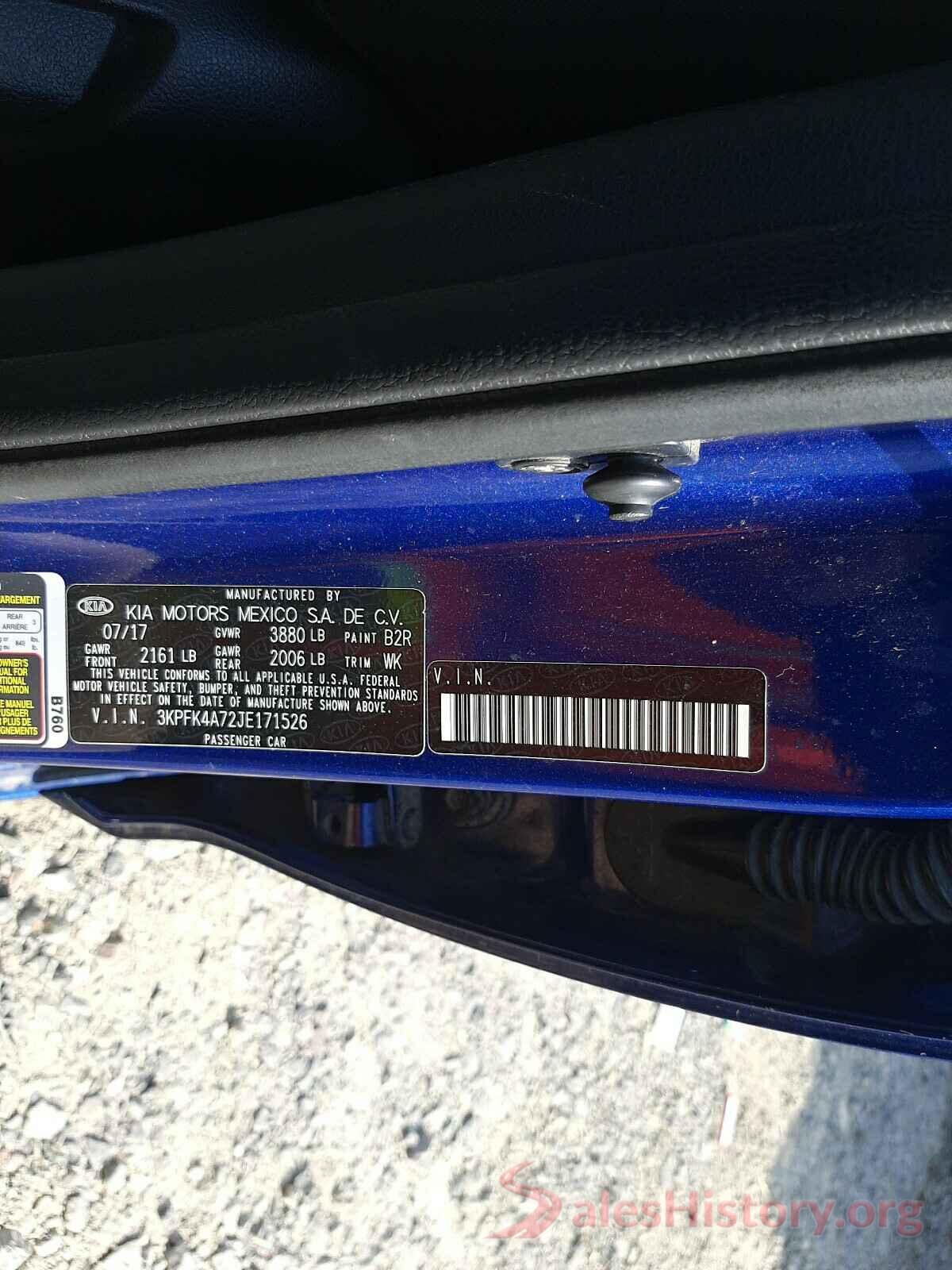 3KPFK4A72JE171526 2018 KIA FORTE