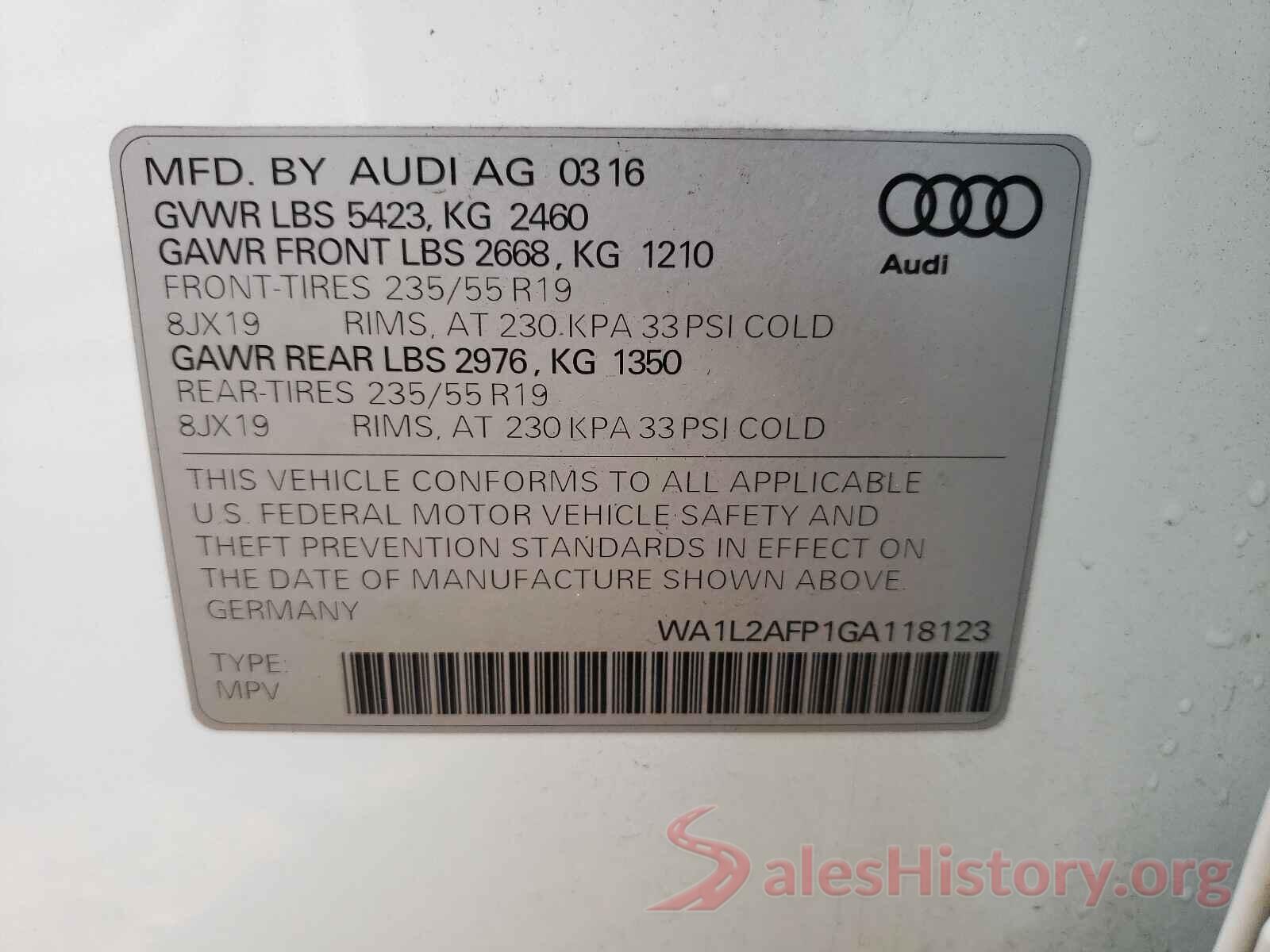 WA1L2AFP1GA118123 2016 AUDI Q5