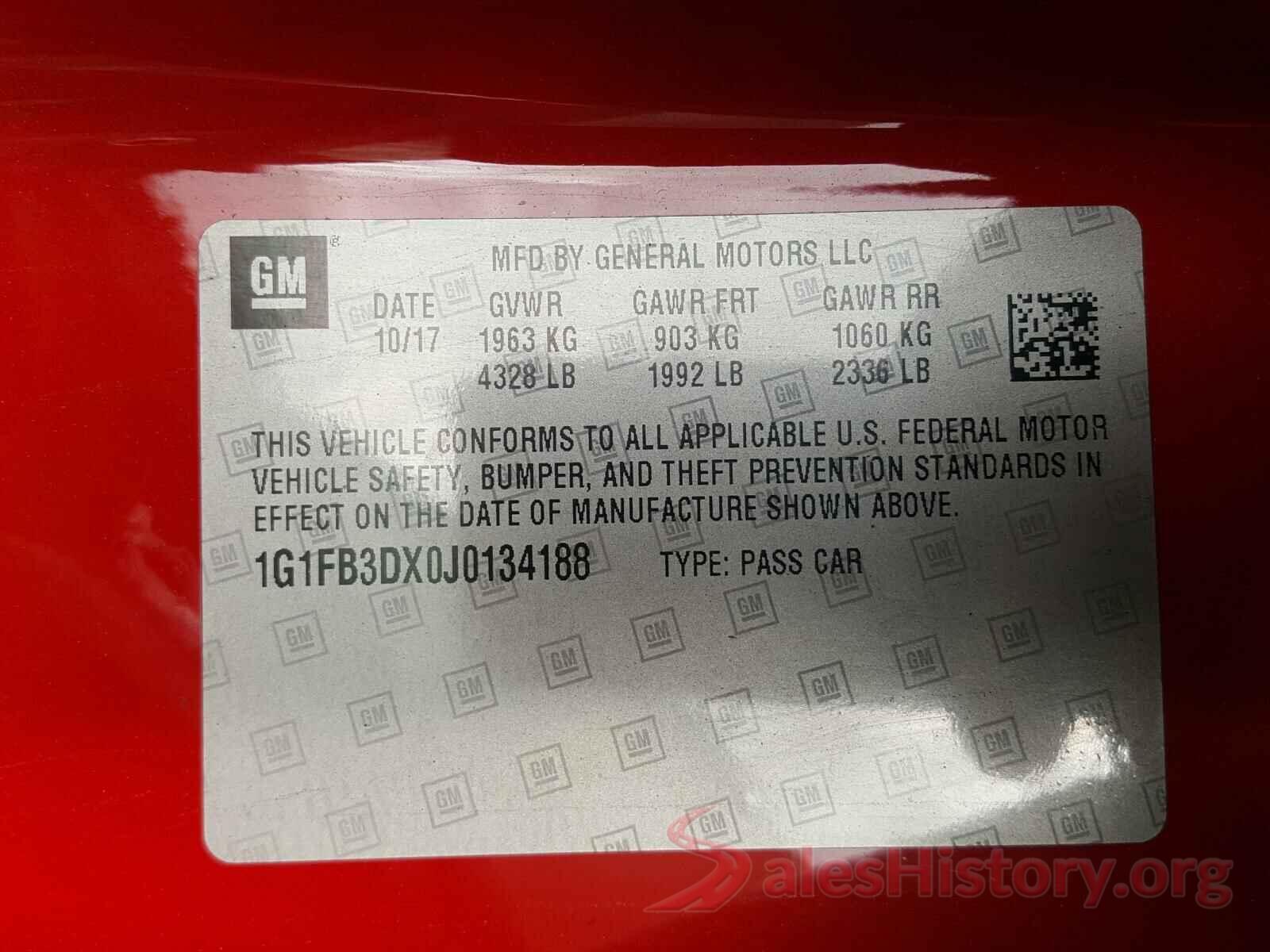 1G1FB3DX0J0134188 2018 CHEVROLET CAMARO