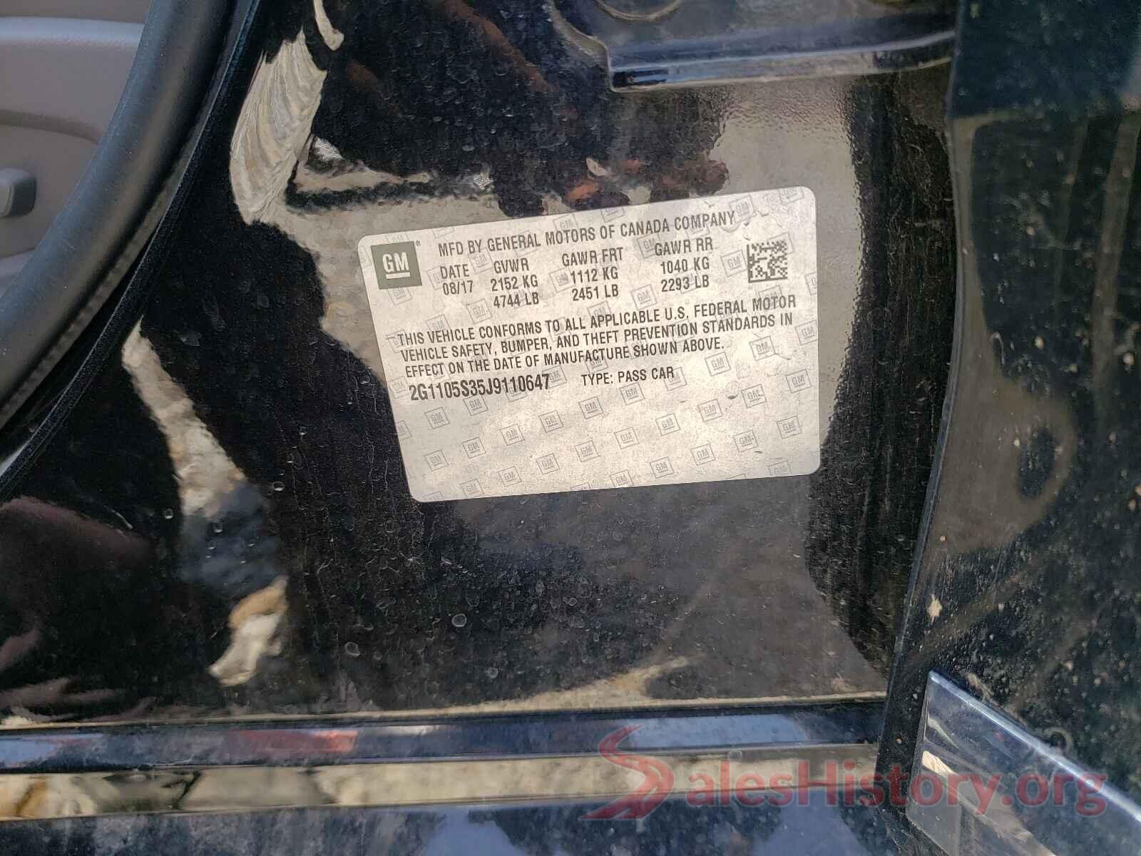 2G1105S35J9110647 2018 CHEVROLET IMPALA