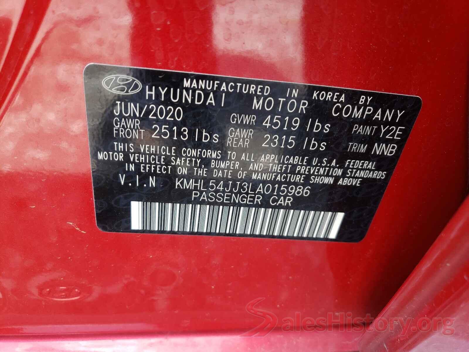 KMHL54JJ3LA015986 2020 HYUNDAI SONATA