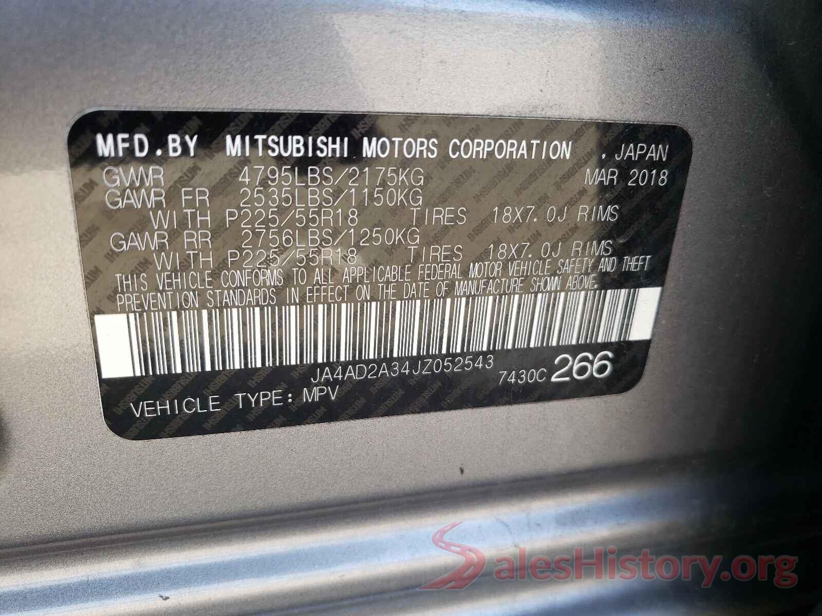 JA4AD2A34JZ052543 2018 MITSUBISHI OUTLANDER