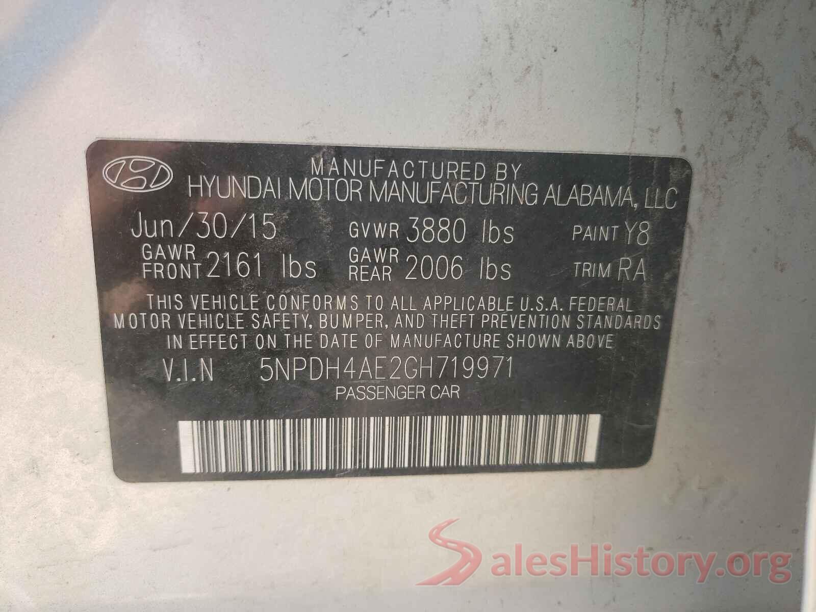 5NPDH4AE2GH719971 2016 HYUNDAI ELANTRA