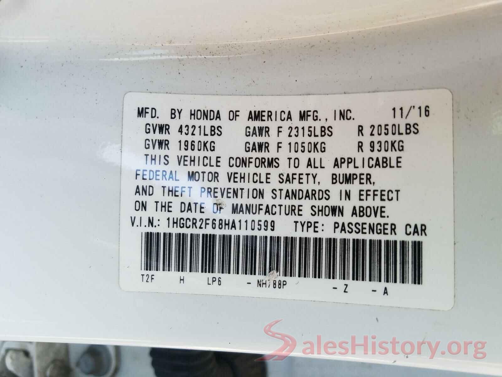 1HGCR2F68HA110599 2017 HONDA ACCORD