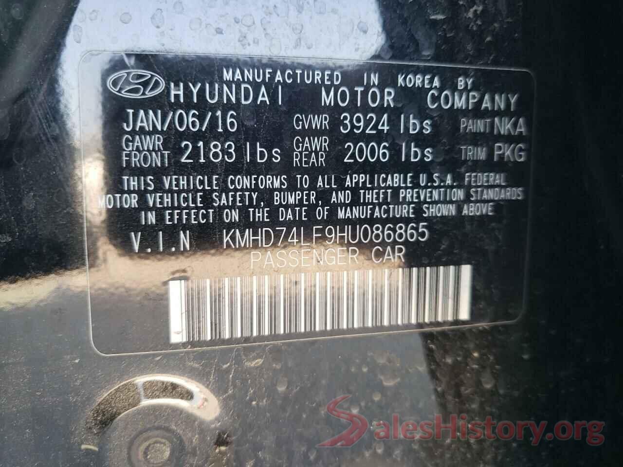 KMHD74LF9HU086865 2017 HYUNDAI ELANTRA