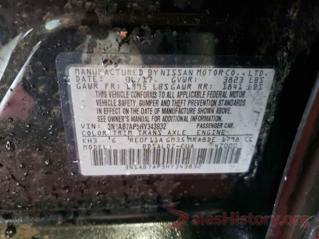 3N1AB7AP5HY343832 2017 NISSAN SENTRA