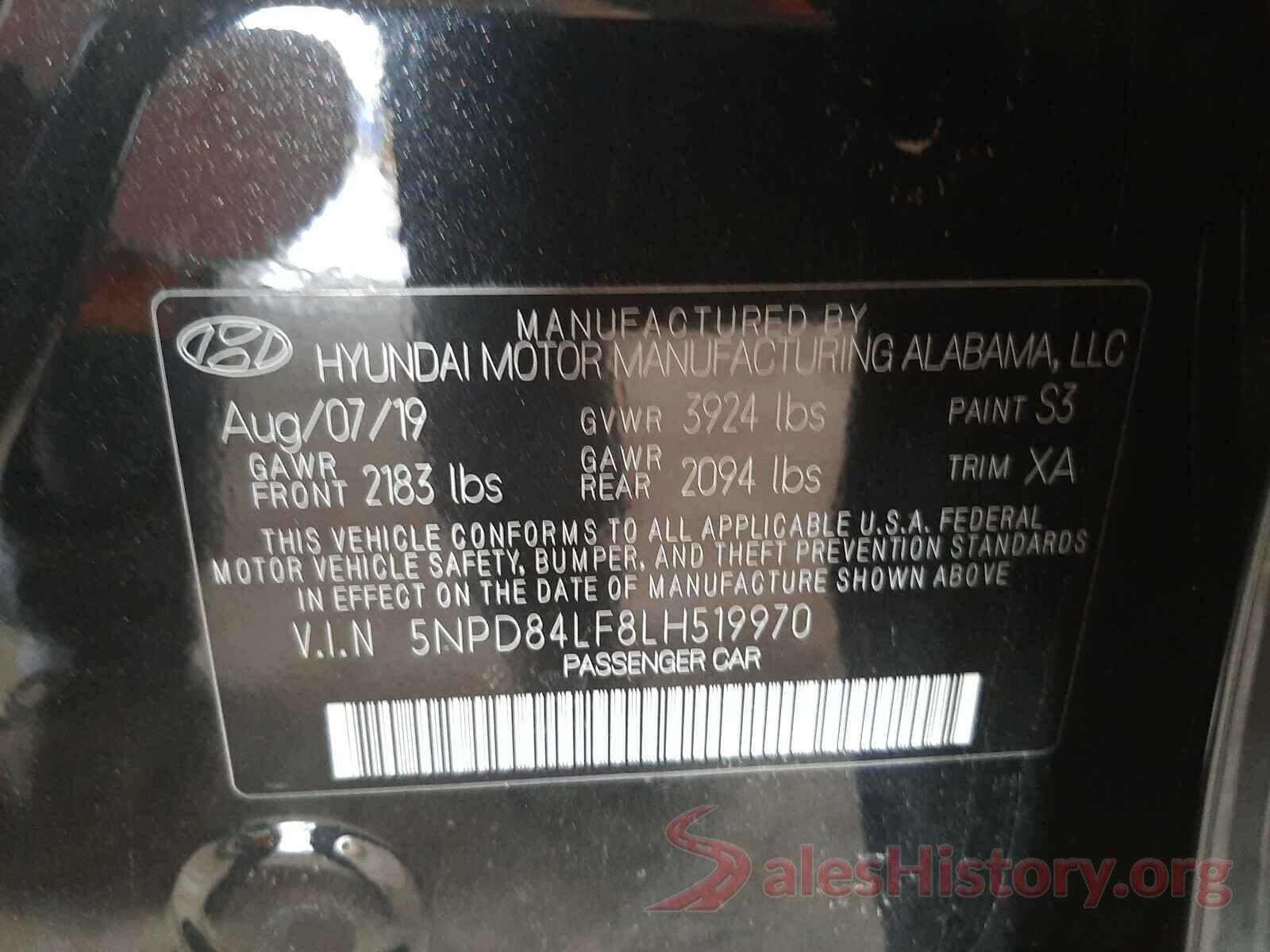 5NPD84LF8LH519970 2020 HYUNDAI ELANTRA