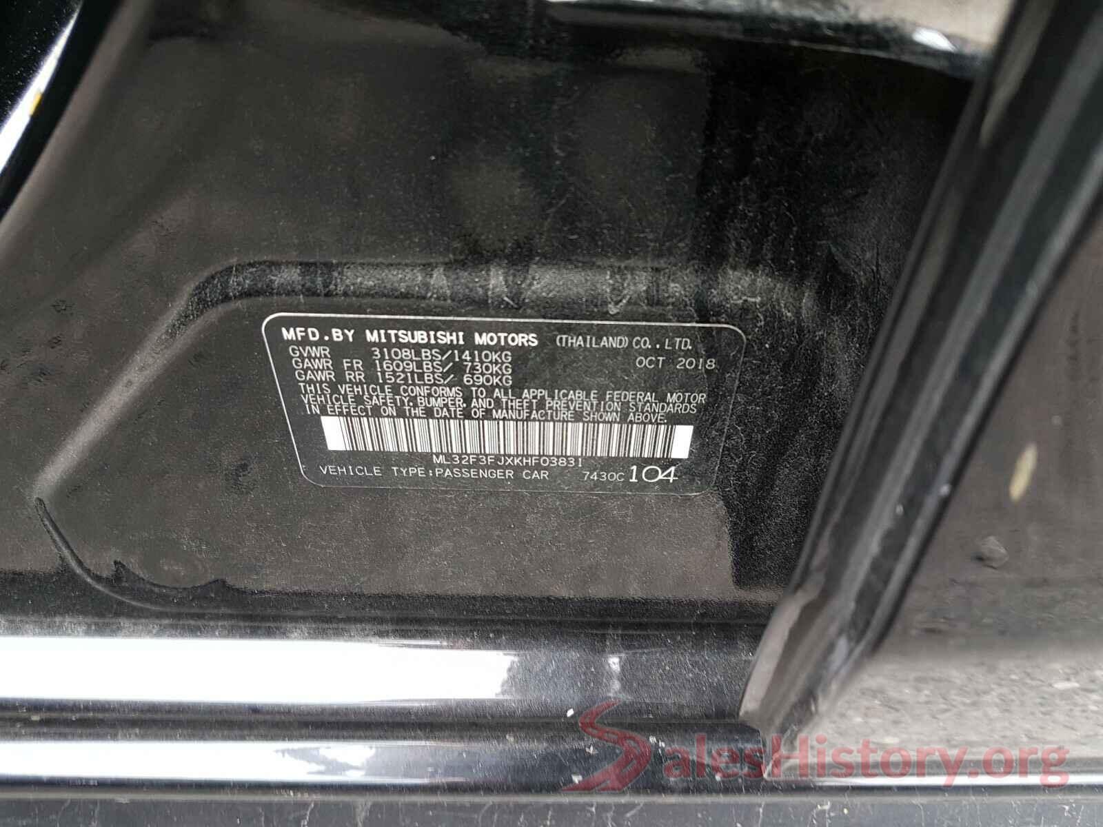 ML32F3FJXKHF03831 2019 MITSUBISHI MIRAGE