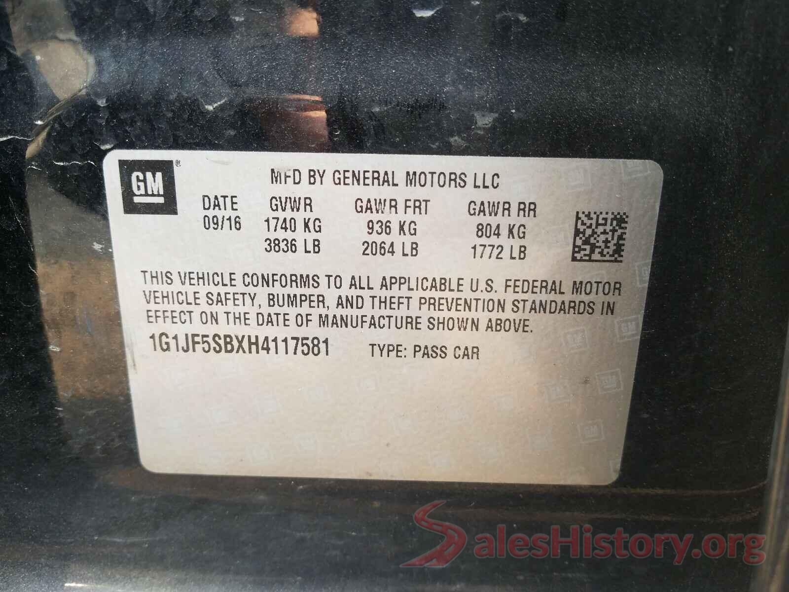 1G1JF5SBXH4117581 2017 CHEVROLET SONIC