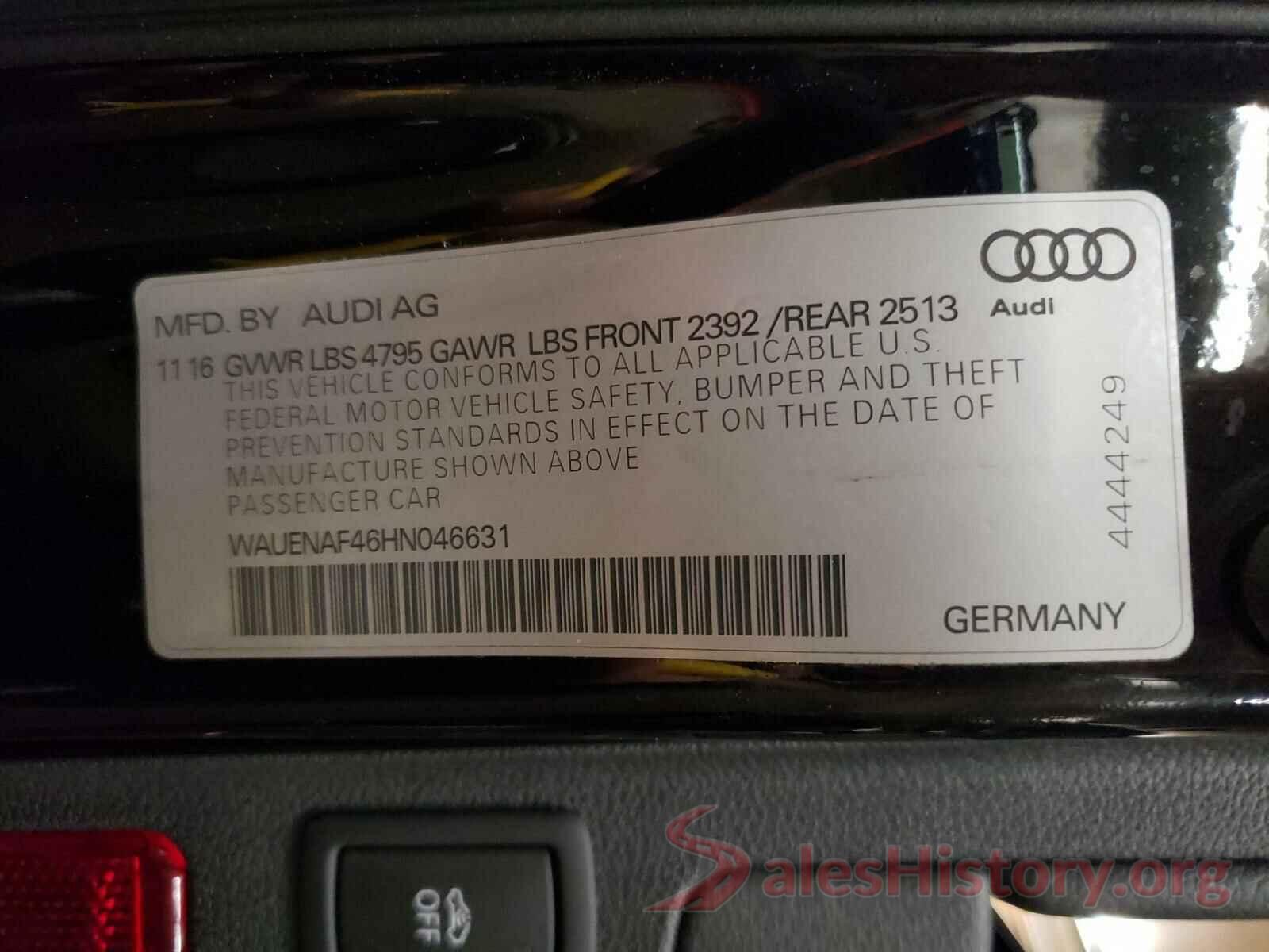 WAUENAF46HN046631 2017 AUDI A4